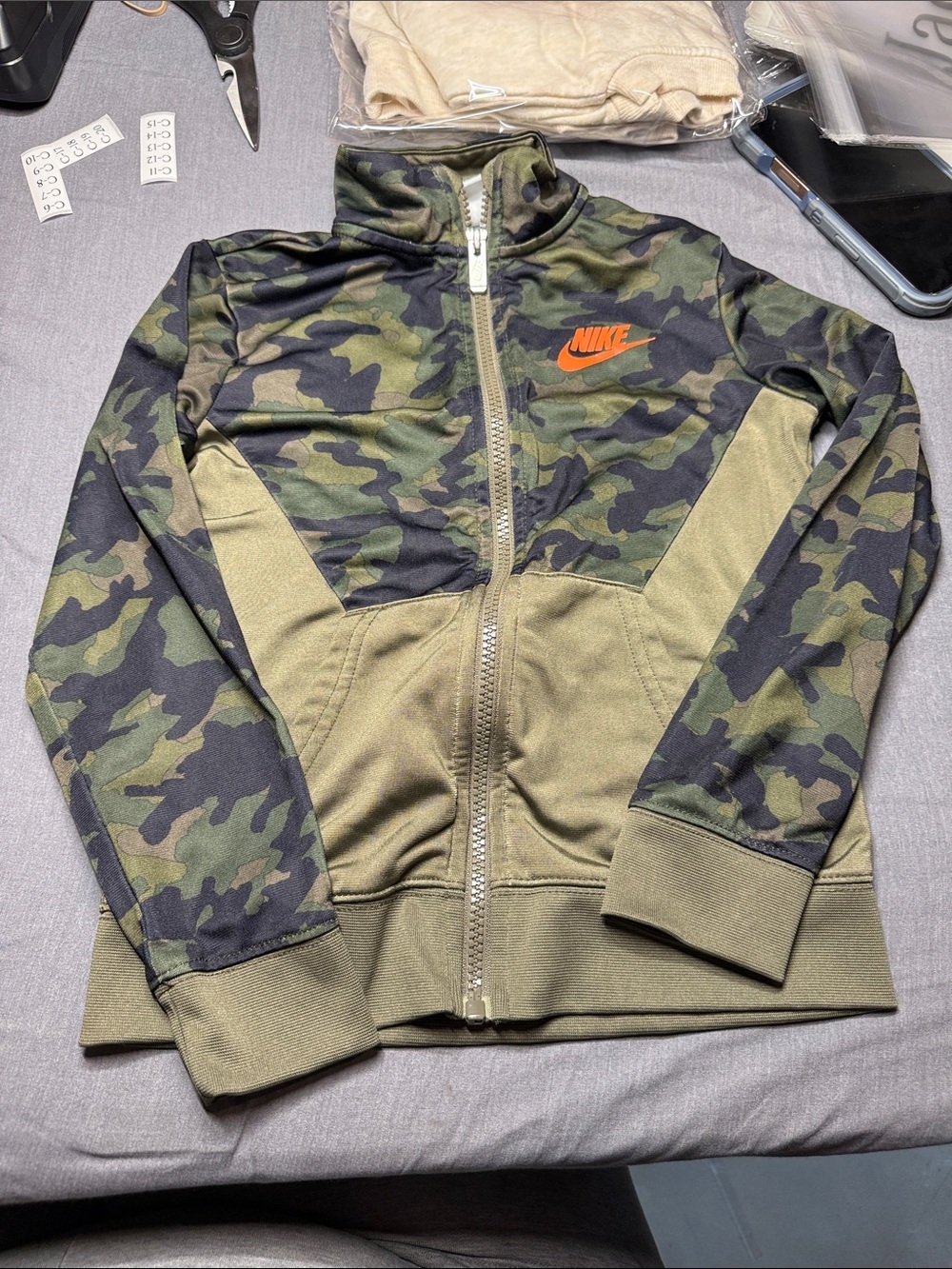 Nike Green Camo Jacket with Orange Logo